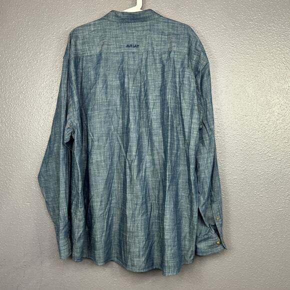 Ariat Mens 2XL Button Down Shirt Patrick Classic Fit Long SleevesShirt Blue - Picture 2 of 7